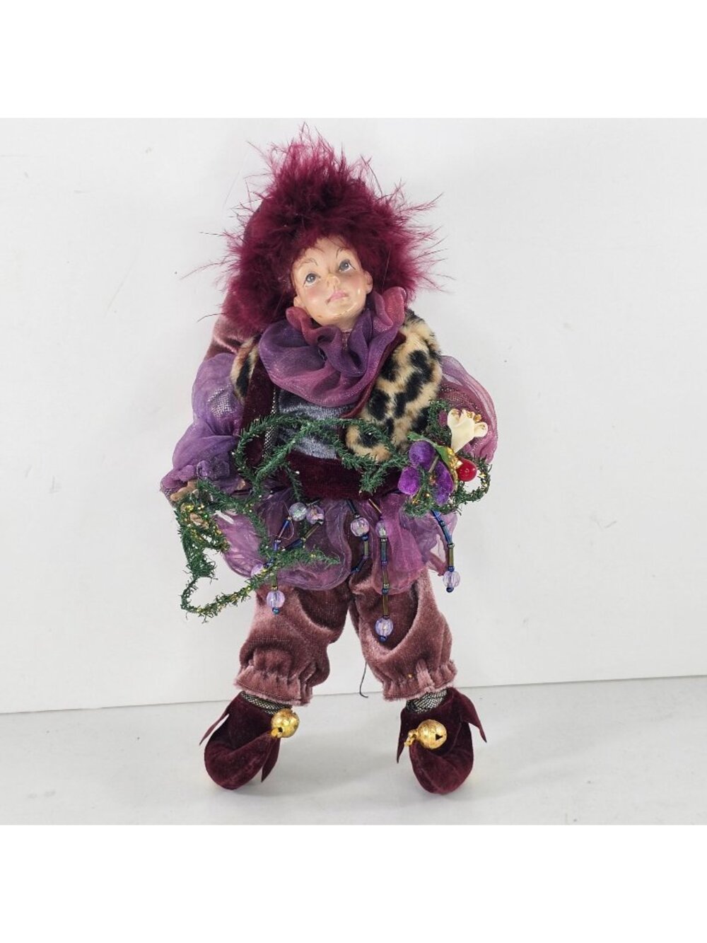 Katherines Collection Aldiks Woodland Elf Pixie Jester Purple Velvet Outfit Bead